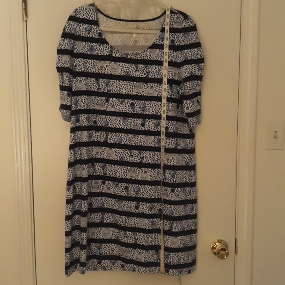 Lilly Pulitzer XL midi dress blue seashells & fish